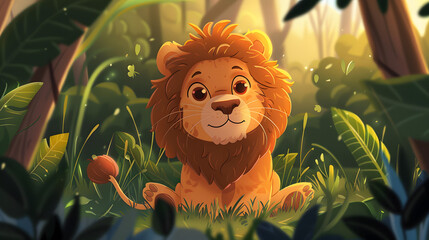 Watercolor Illustration Safari Animal Lion