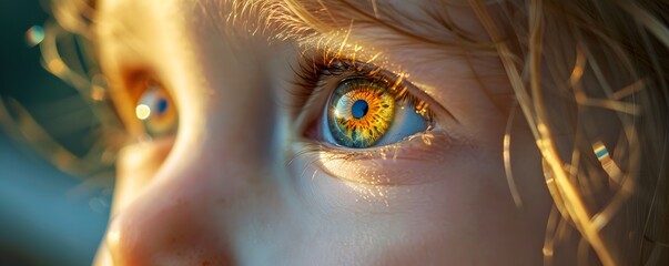 Glowing Radiance of Early Life s Untainted Innocence Macro Portrait of a Child s Mesmerizing Eye Under the Sun
