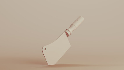 Kitchen chopping cleaver blade cutting knife neutral backgrounds soft tones beige brown 3d illustration render digital rendering