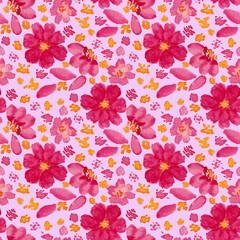 Seamless pattern with hand drawn watercolor flowers