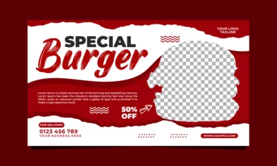 Foto op Canvas Vector of special burger social media landscape banner template © Musa