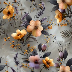 Delicate Watercolor Floral Pattern in Pastel Hues