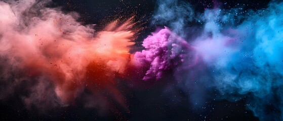 Obraz na płótnie Canvas Vibrant Holi Explosion: A Symphony of Color in Smoke. Concept Holi Festival, Colorful Smoke Bombs, Vibrant Photography, Celebration of Color, Burst of Colors