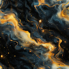 Abstract Marble Golden Galaxy