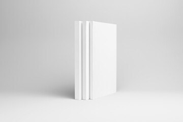 blank hard cover book on white background. Mock up for design