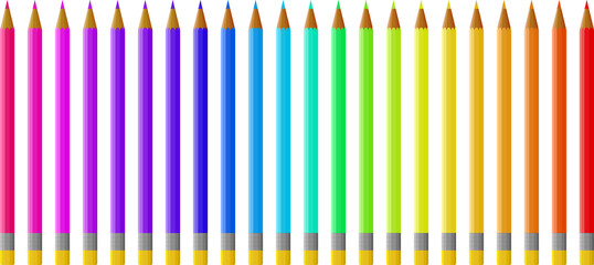 Pencil, set of colored pencils, vector design in vivid colours