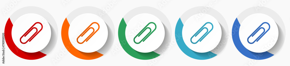 Aufkleber paperclip vector icon set, flat icons for logo design, webdesign and mobile applications, colorful r