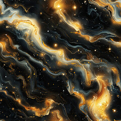 Abstract Marble Golden Galaxy