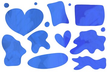 abstract textural freeform shapes in blue color isolated on white