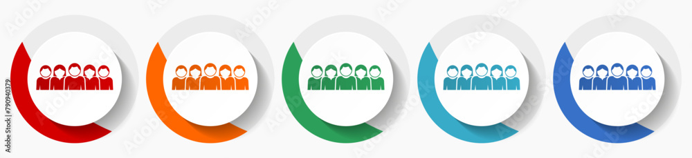 Aufkleber group of people vector icon set, flat icons for logo design, webdesign and mobile applications, colo