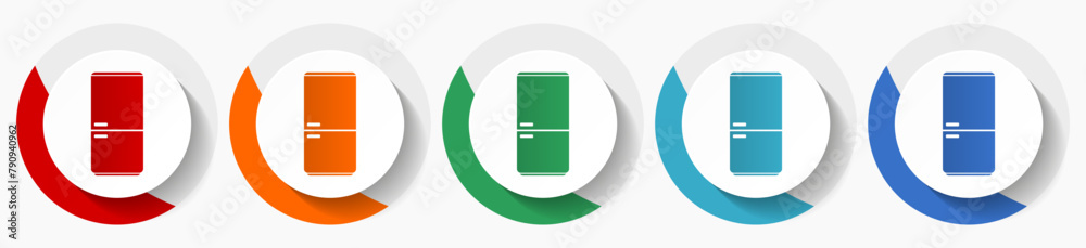 Poster fridge, refrigerator vector icon set, flat icons for logo design, webdesign and mobile applications,