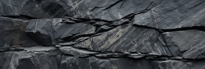 Slate Stone Texture With Natural Lines And Cracks. Ancient Slate Rock. Generative AI