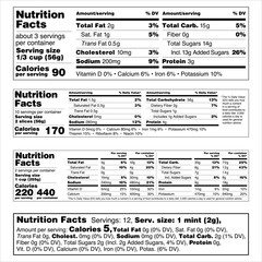 Nutrition Facts Label US Food Drugs Administration FDA Tabular Format Dual Column Display for Small or Intermediate Sized Packages