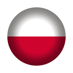 Round Polish flag icon, vector illustration. Flag of Poland isolated on a transparent or white background.