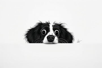 An illustration of realistic pet looking above in black and white style. AI Generative. 