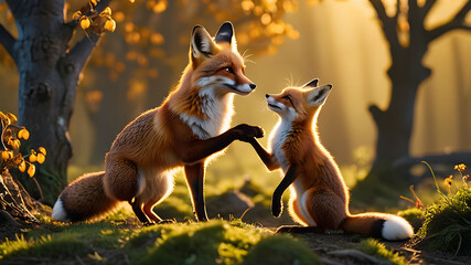 red fox vulpes - obrazy, fototapety, plakaty