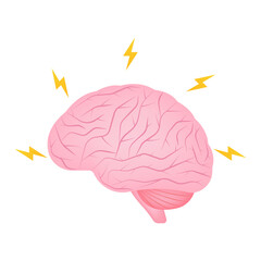 Brain. Brainstorm. Creativity and Thinking Idea Concept. Vector Illustration. 