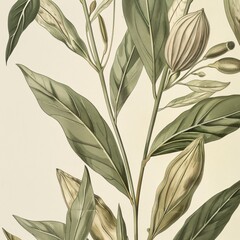 Botanical Watercolor Illustration Background