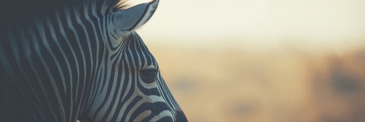 Close up of zebras head with blurry background