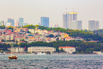 istanbul, turkey - 18 aug, 2015: construction of skyscrapers in the center of the old city in progress. architecture development near the shore of bosporus