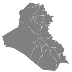 Outline of the map of Iraq with regions