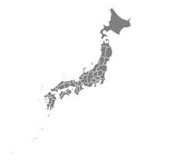 Outline of the map of Japan with regions