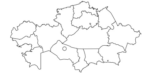 Outline of the map of Kazakhstan with regions