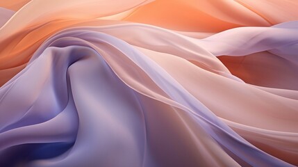 Soft layers of lavender and peach, resembling the delicate folds of a silk scarf catching the...