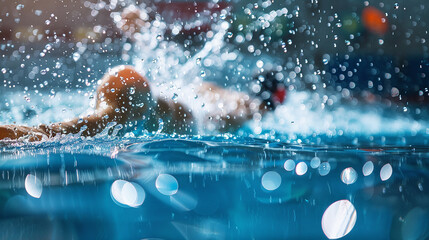 A stream of bubbles trails behind a swift swimmer's kick