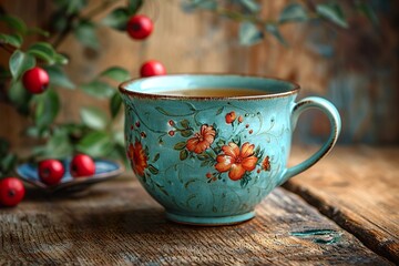 Obraz na płótnie Canvas Old fashioned cup of tea with copy space nostalgia