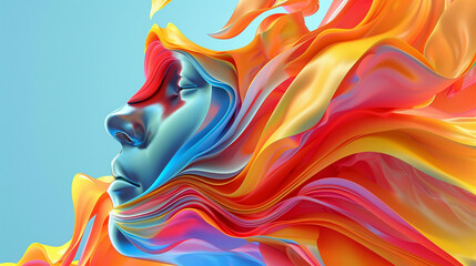Abstract representation of human sentiment, 3D vector illustration with flowing forms and emotive colors expressing complex emotions - obrazy, fototapety, plakaty