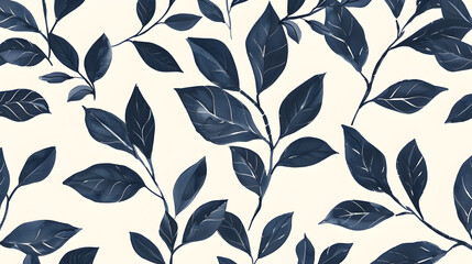 Seamless pattern with leaves. Vintage illustration - obrazy, fototapety, plakaty
