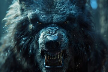 Scary werewolf at night Halloween