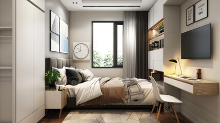 Background Wallpaper Cute Tiny modern 3D bedroom Scene Collections