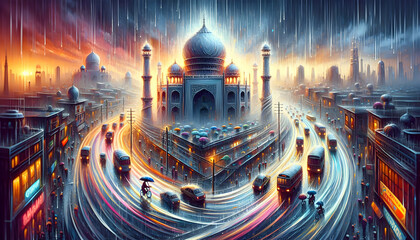 Rainy Rhythms: Abstract Monsoon Sale Inspiration with Rain-Inspired Imagery