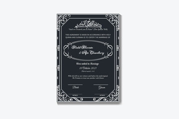 Muslim Marriage Certificate or Nikkah Marriage or Muslim invitation design 