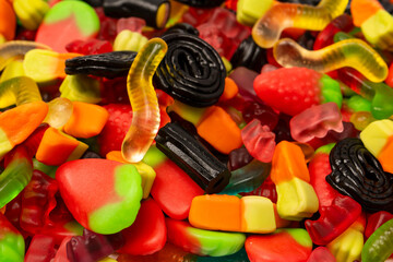 Assorted colorful gummy candies. Jelly  sweets.