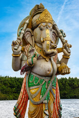 A statue of Ganesha, the elephant-headed Hindu god of prosperity and wisdom in Mauritius, Africa.