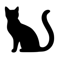 Cat silhouette icon, vector black cat minimal shape kitty clip art in glyph pictogram illustration