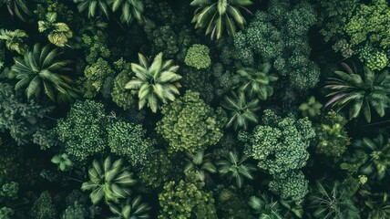 Aerial view of a rainforest canopy created with Generative AI - obrazy, fototapety, plakaty