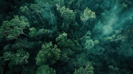 Aerial view of a rainforest canopy created with Generative AI