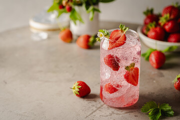 Strawberry cocktail in a glass