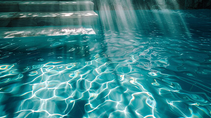 Sunlight penetrates the water, illuminating the pool's hidden depths