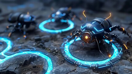A colony of ants mines Bitcoin using tiny blockchainpowered exoskeletons - obrazy, fototapety, plakaty