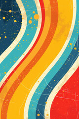 Vintage Style Colorful Wavy Stripes, Artistic Retro Design