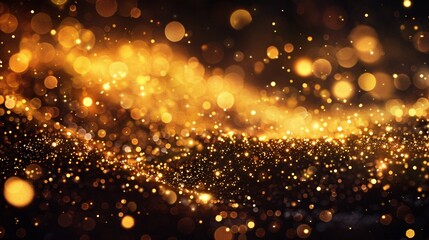 Fototapeta na wymiar Golden particles flowing over a dark backdrop creating a luxurious and celebratory atmosphere