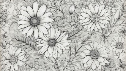Playful Hand-Drawn Floral Montage