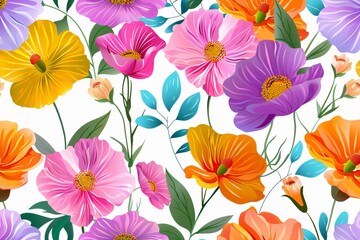 Fototapeta na wymiar Simple Flowers Leaves Illustration Background