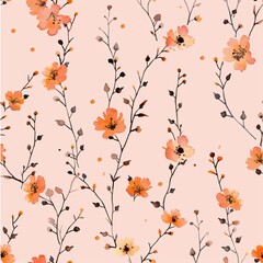 Simple Flowers Leaves Illustration Background