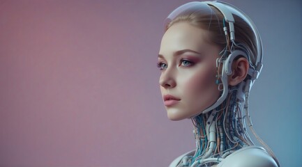 Artificial intelligence in Russian style on a pink background